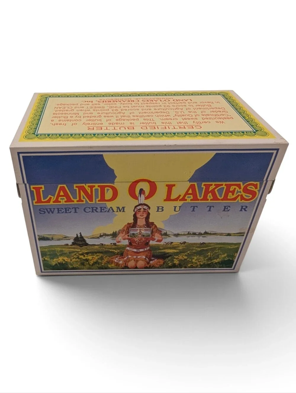 VINTAGE Land O'Lakes Recipe Metal Box Certified Butter New